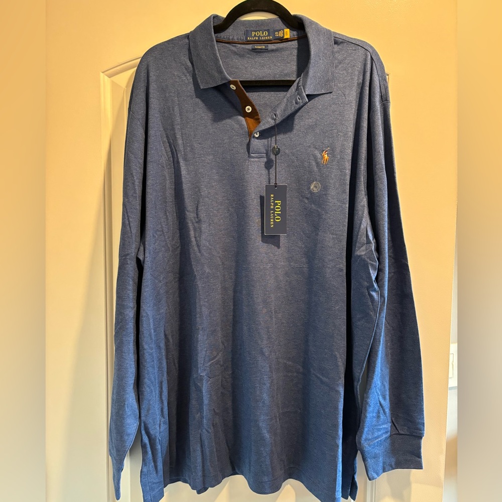 NWT - Polo by Ralph Lauren long sleeve classic fit polo shirt. Size xxl. Blue.